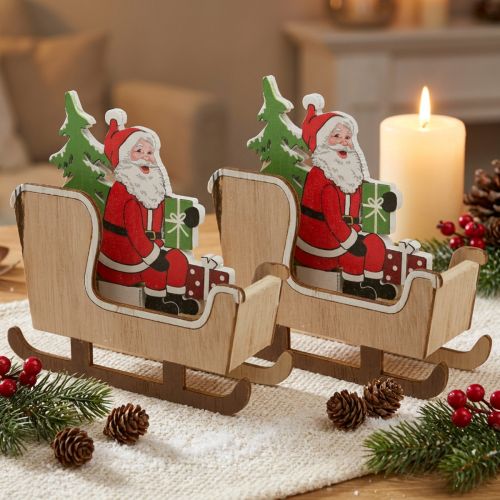 Deco släde med jultomten jul släde 10cm 2st | Floristik24.se