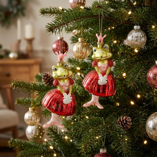 Grodprinsessa, julgransdekorationer, sagopynt, trädhängen, äkta glas H14cm 2st | Floristik24.se