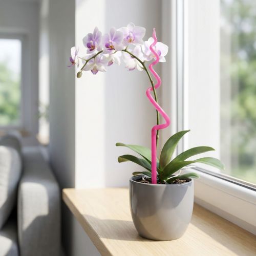 Orkidéstång, plast, rosa, stöd, orkidéplanta, H64cm | Floristik24.se