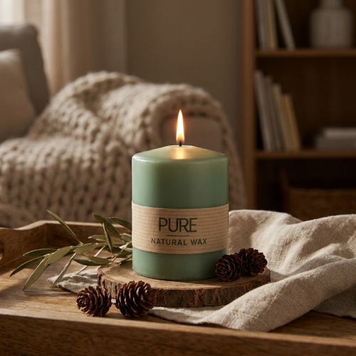 PURE pelarljus grön smaragd Wenzel ljus 90/70mm | Floristik24.se