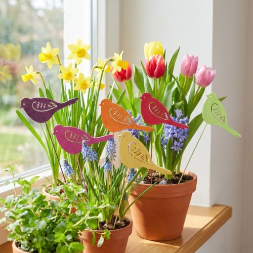 Vårdekoration blomproppar trä fågeldekoration 28cm 18 st | Floristik24.se
