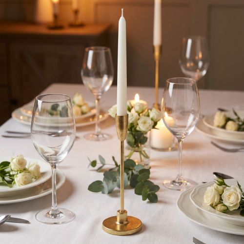 Guldfärgad konisk ljusstake, metallljusstake, 20 cm hög | Floristik24.se