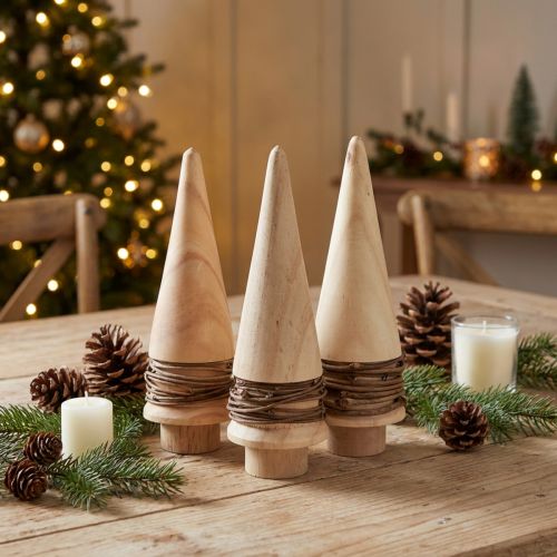 Mini julgran trädekoration naturlig bordsdekoration H13,5cm 3 st | Floristik24.se