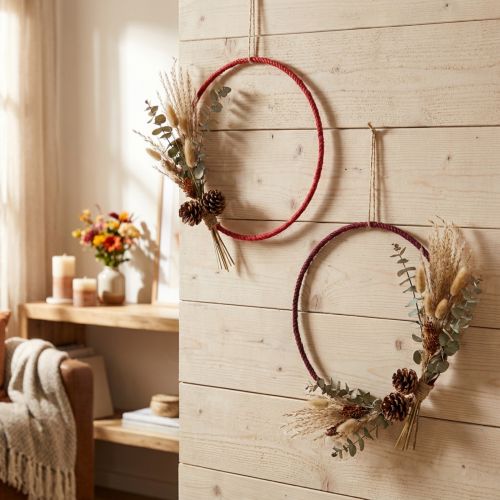 Dekorativ ring jute dekorationsögla röd mörkröd Ø30cm 4st | Floristik24.se