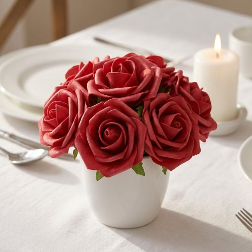 Artikel Foam Rose Foam Röda Konstgjorda Rosor 7,5cm 18 st