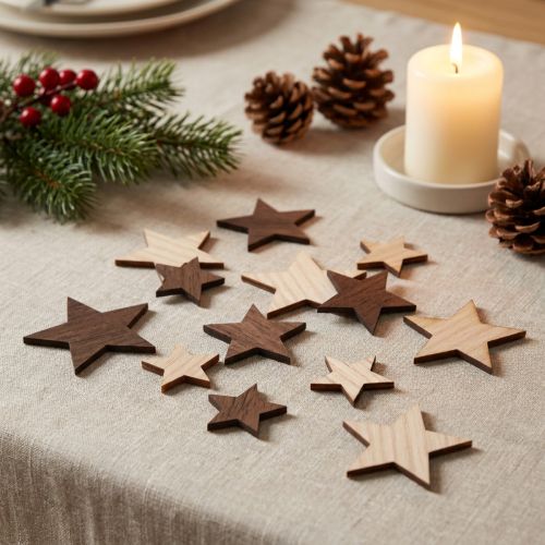 Dekorativa julstjärnor naturbrun Ø3,5–5,5cm 48 st | Floristik24.se