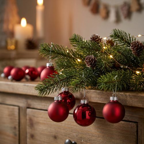 Mini julkulor röd glas matt glans Ø3cm 22 st | Floristik24.se