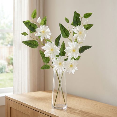 Konstgjord klematisgren med blommor för elegant och lättskött dekoration, 81 cm, 2 stycken | Floristik24.se
