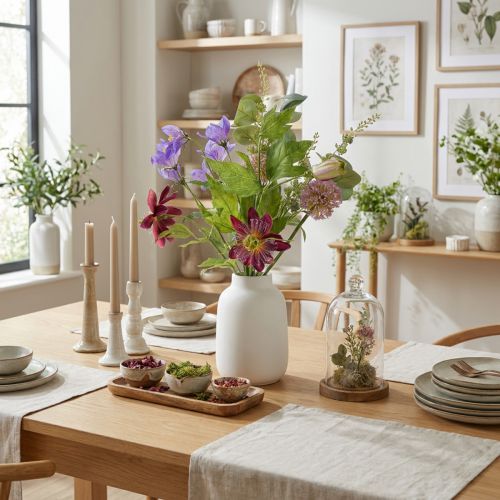 Artikel Konstgjord blombukett med färgglada blommor, konstfullt arrangerad för elegant dekoration, 60 cm