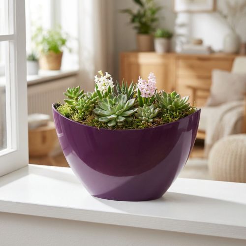 Plantbåt dekorativ skål lila 20×9cm H12cm | Floristik24.se