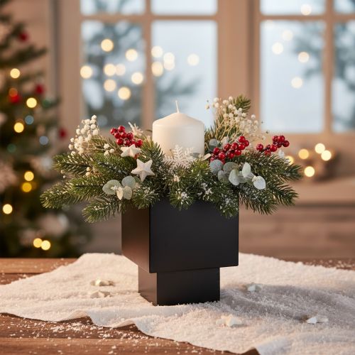 Svart kubkruka med bas, modern, 22 cm | Floristik24.se
