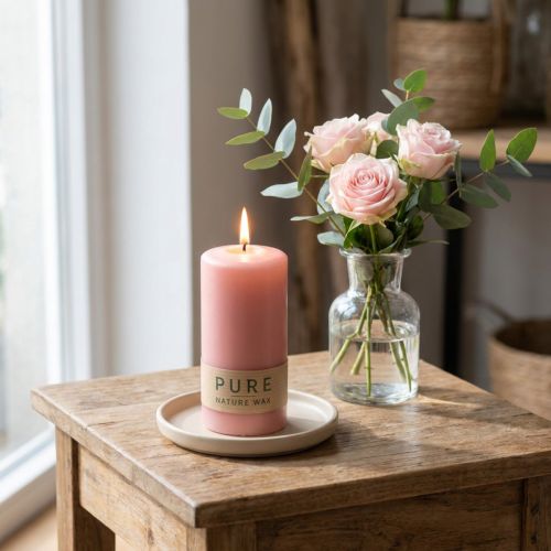 PURE pelarljus 130/60 dekorativt ljus rosa naturligt vax | Floristik24.se