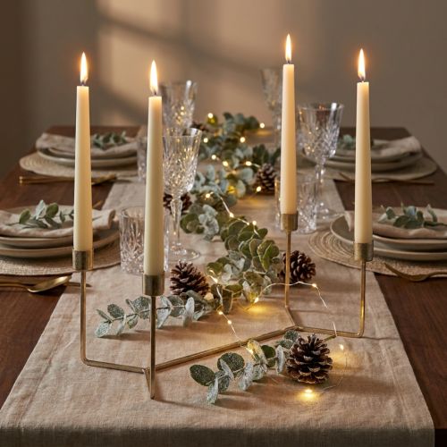 Ljusstake för ljusbricka champagne metall 37 × 17 × 18cm | Floristik24.se