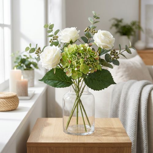 Konstgjord hortensia, blomsterdekoration, sidenblomma grön L44cm | Floristik24.se