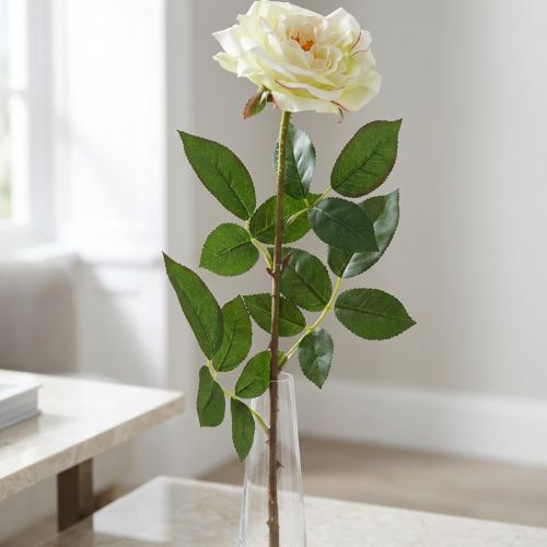 Artikel Konstgjord ros, dekorativ ros, sidenblomma krämvit, grön L72cm Ø12cm