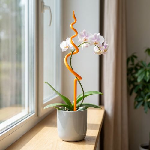 Artikel Orkidéstång, plast, orange, klätterhjälp för orkidéer, H64cm