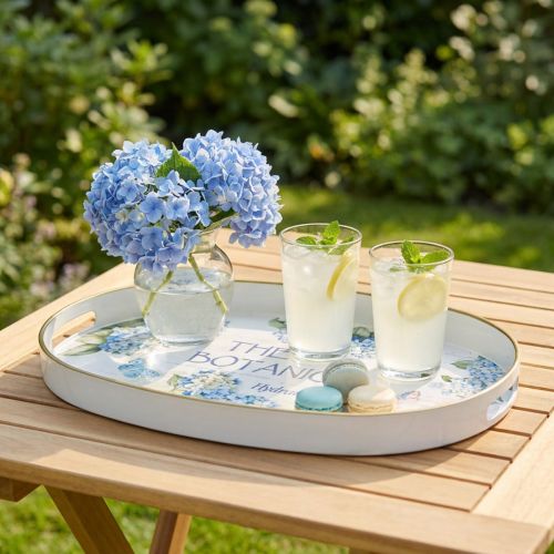 Dekorbricka hortensior plastbricka vit 39×27,5cm | Floristik24.se
