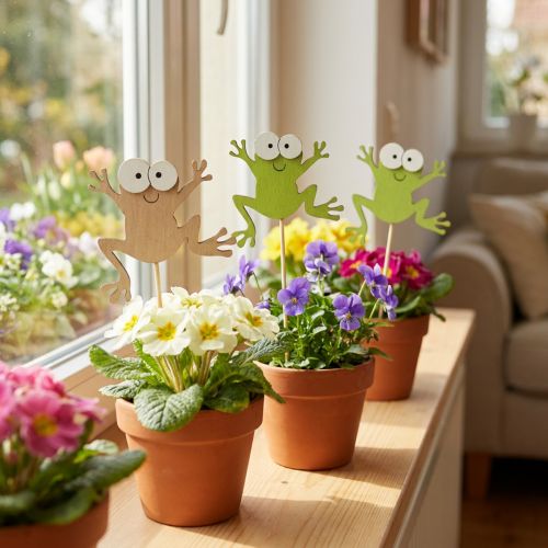Blompropp groda rolig dekorativ plugg trä 7,5cm 12st | Floristik24.se