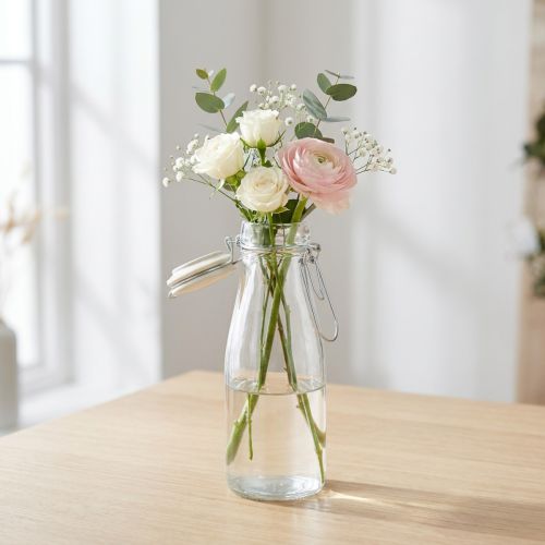 Flaska dekorativt glas med lock klar Ø7cm 20,5cm | Floristik24.se