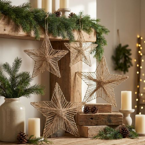 Star Jute Natural Rustik Julstjärna 30cm 4st | Floristik24.se