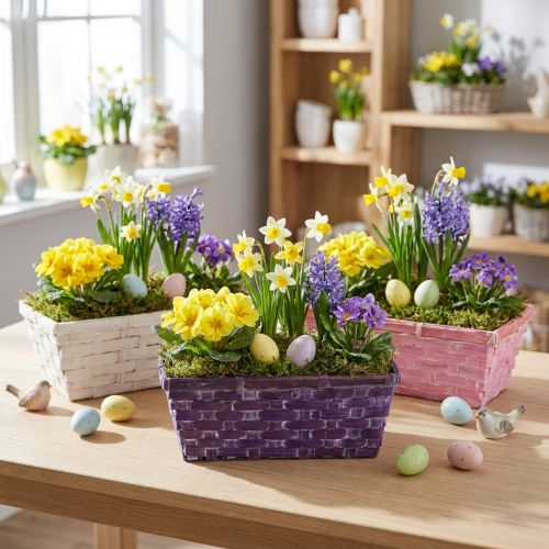 Chipkorg fyrkantig lila/vit/rosa 6 st | Floristik24.se