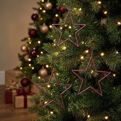 Dekorativa stjärnor julgran bärglitter lila Ø12cm 12 delar | Floristik24.se