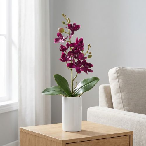 Artikel Liten orkidé Phalaenopsis konstgjord blomma mörklila 30cm