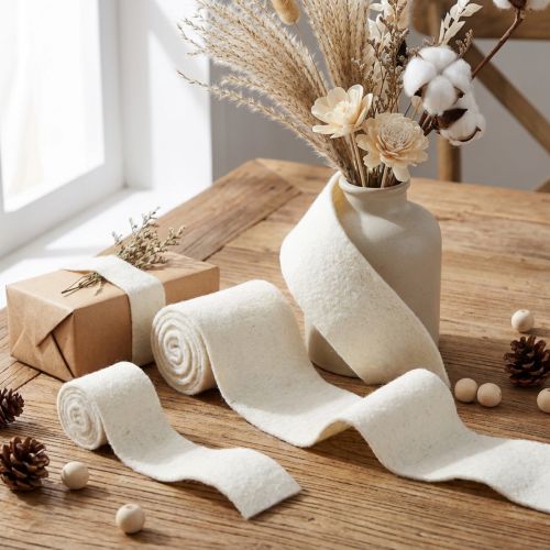 Filtband ullband vitt B7cm/15cm L100/100cm set om 2 | Floristik24.se
