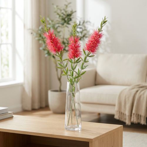 Konstgjorda Blommor Röda Carmine Cylinderrengöringsmedel 70cm 3st | Floristik24.se