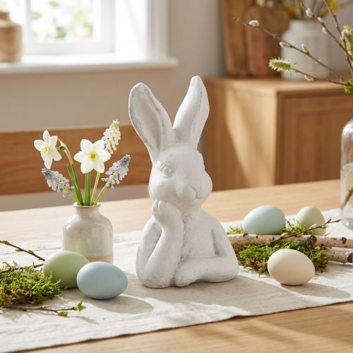 Påskhare Figurine Shabby Chic Kanin Tänkande Vit 11×9×20,5cm | Floristik24.se
