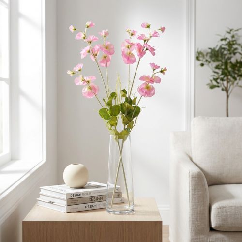 Söta ärtor konstgjorda blommor rosa på lång stjälk 74cm 2st | Floristik24.se