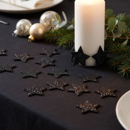Mini glitterstjärna svart 2,5 cm 96 st | Floristik24.se