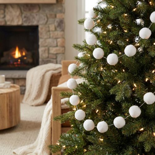 Julgransdekoration snöbollsgirlang dekoration vit 185cm | Floristik24.se