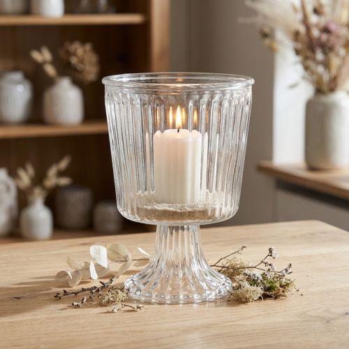 Lanternglaskopp räfflad glasdekor Ø11,5cm H15cm | Floristik24.se