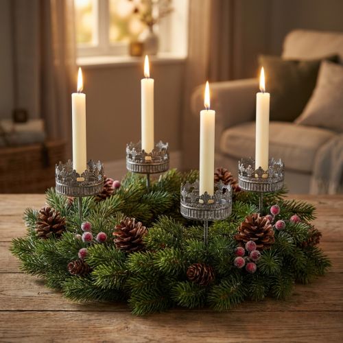 Ljusstakar silver antik Ø7cm H12cm 4st | Floristik24.se