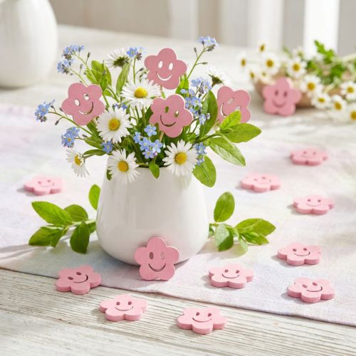 Träblomma med ansikte rosa 2,5cm 48 st | Floristik24.se