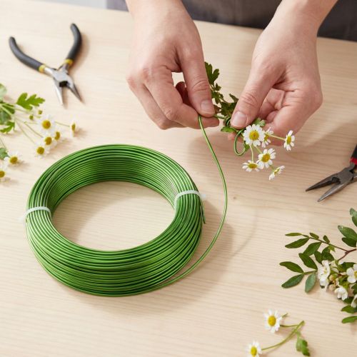 Aluminiumtråd Ø2mm majgrön 60m 500g Dekorationstråd Smyckestråd Hobbytråd | Floristik24.se