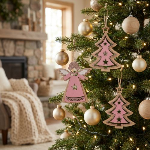 Julgransdekorationer naturliga, rosa 11 cm 8st | Floristik24.se