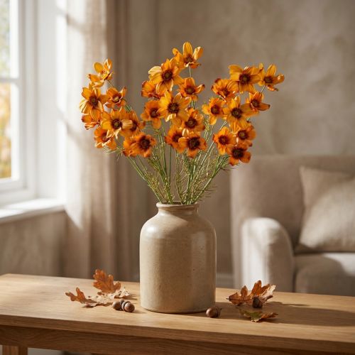 Konstgjorda blommor Cosmea Orange smyckekorg H51cm 3 st | Floristik24.se