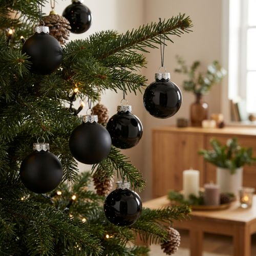 Mini julkulor glas svarta glansiga/matta Ø2,5cm 22 st | Floristik24.se