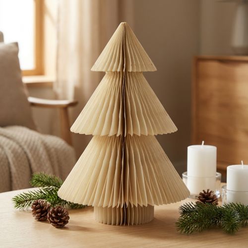 Papper julgran papper julgran kräm guld H30cm | Floristik24.se