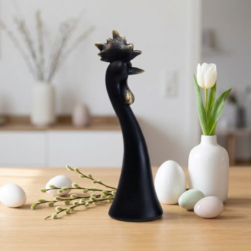 Påskdekoration kycklingdekoration tupp svart guld Ø9cm H29cm | Floristik24.se