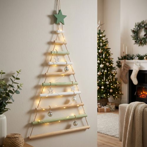 Hängande dekoration julgran stjärna trä H59cm | Floristik24.se