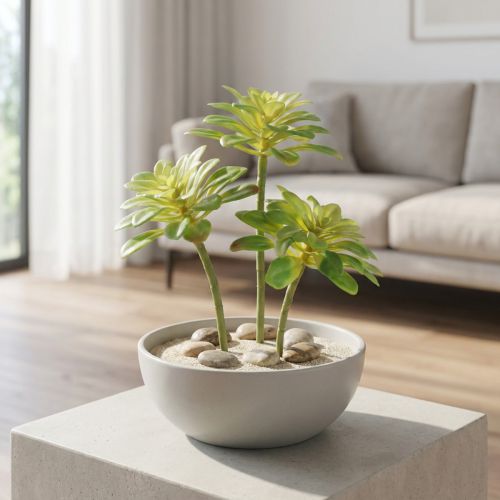 Artikel Suckulent konstgjord växt med plocka Aeonium Green 30cm 4 st
