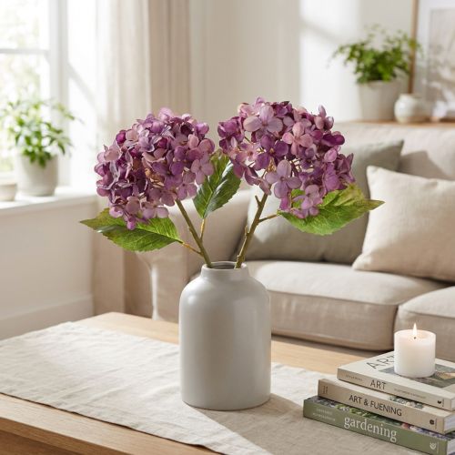 Konstgjorda hortensior Lila konstgjorda blommor hortensia 34cm 2st | Floristik24.se