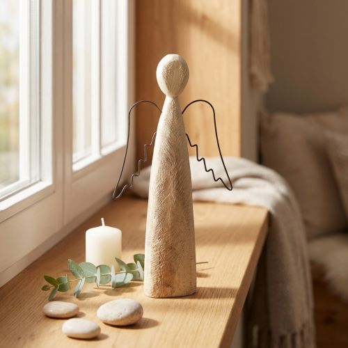 Träängel naturlig skyddsängel träfigur modern H27,5 cm | Floristik24.se