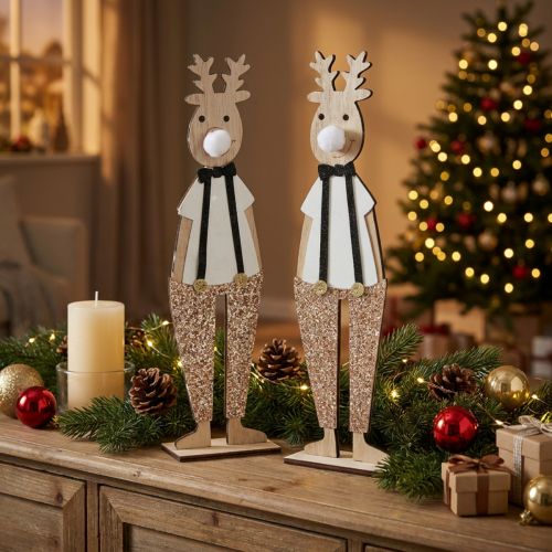 Ren trä dekoration figur jul att sätta 12×6,5cm H45cm 2st | Floristik24.se