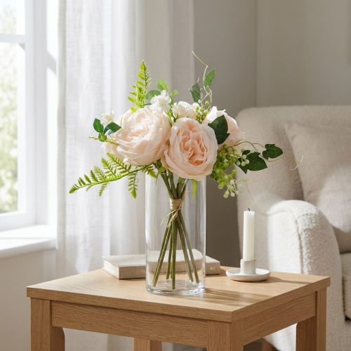 Artikel Konstgjord rosbukett, sidenblommabukett, rosor i gäng, Konstgjord rosbukett Rosa L28cm