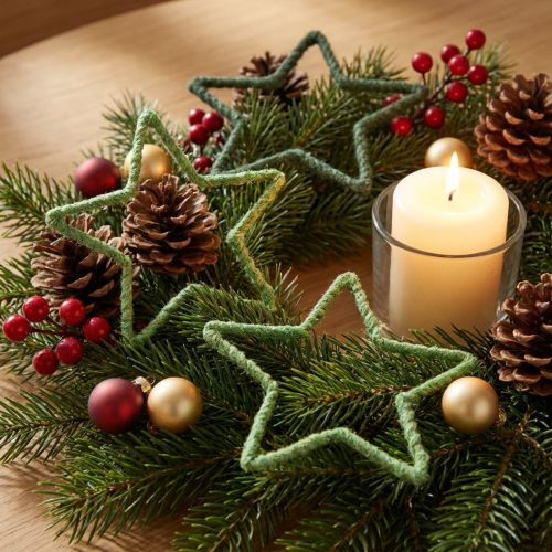 Stjärnor jute till juldekoration julstjärnor grön 15cm 8 st | Floristik24.se