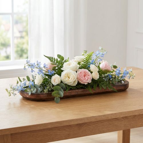 Oval träbricka, mörkbrun glaserad, dekorativ bricka, 40×12 cm | Floristik24.se